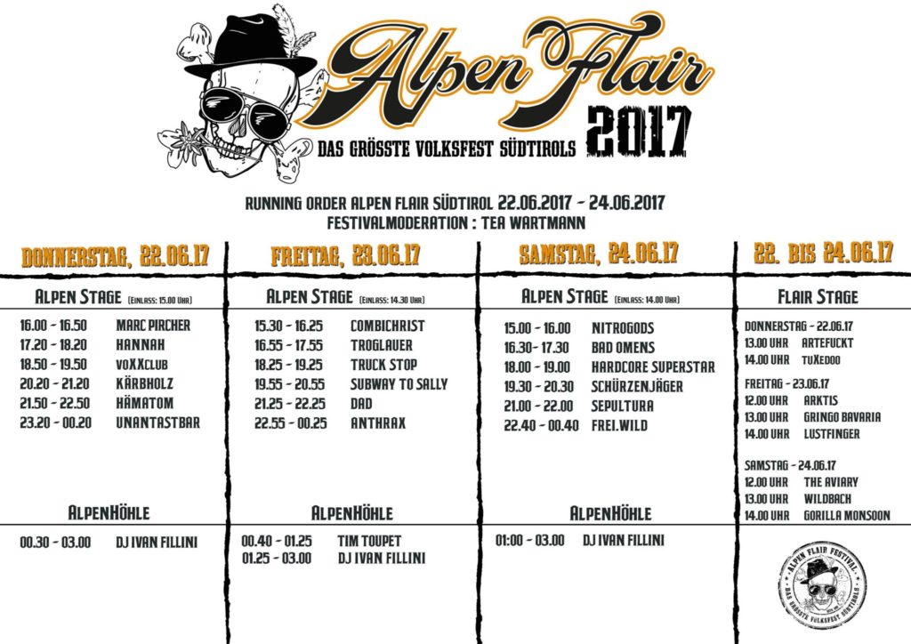 alpen flair 2017 running order