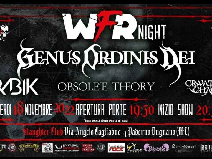 Genus Ordinis Dei, una data allo Slaughter Club Per WFR Nignt