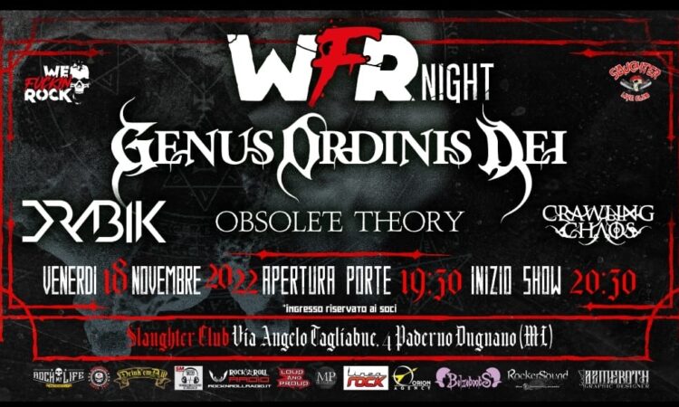 Genus Ordinis Dei, una data allo Slaughter Club Per WFR Nignt