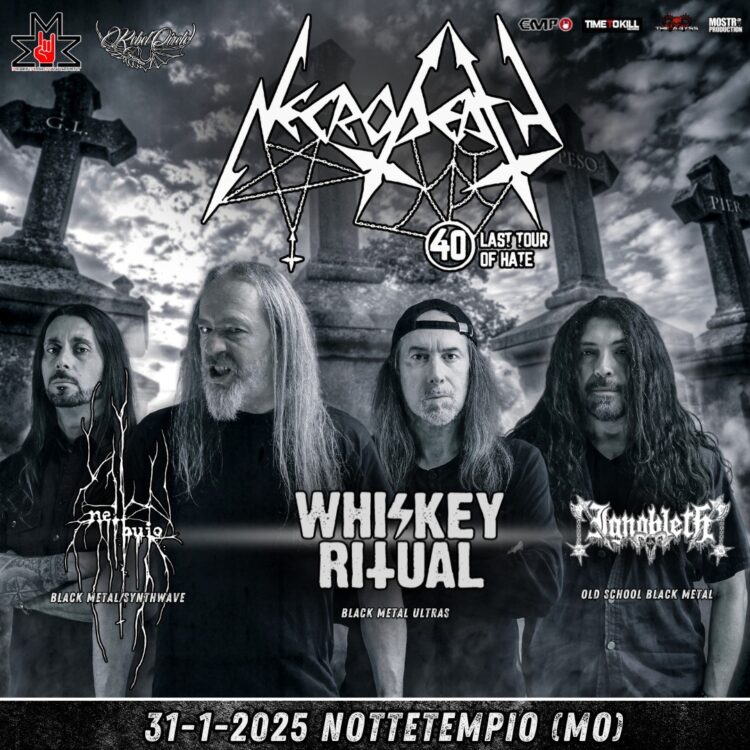 Necrodeath, 40 Last Tour of Hate Release Party ‘Arimortis’ + Whiskey Ritual + Nel Buio + Ignobleth live a Modena