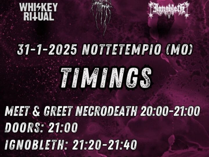 Necrodeath, Meet & Greet e orari del release party presso Notte Tempio di Modena