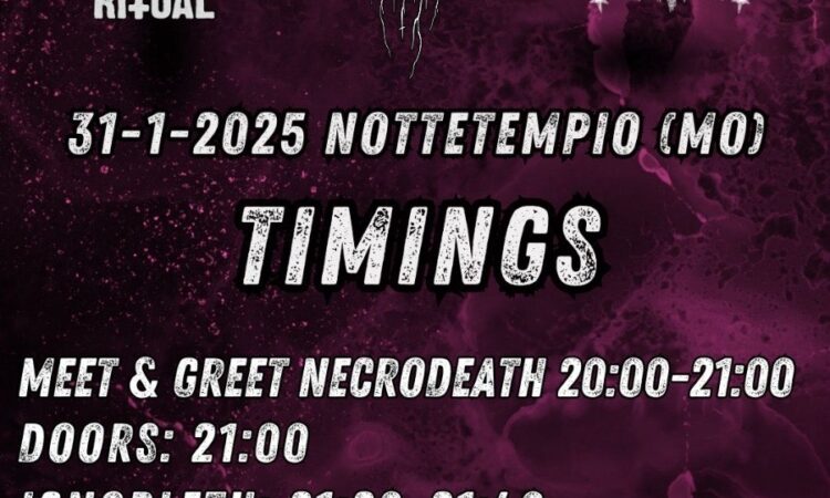 Necrodeath, Meet & Greet e orari del release party presso Notte Tempio di Modena